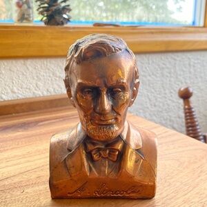 Vintage Abraham Lincoln Copper Bust Bank Cast Iron